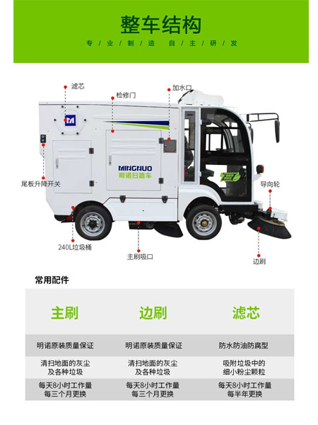四轮扫路车MN-S1800配备240L标准碌曲垃圾桶